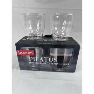 Bodum Pilatus Double Wall Thermo Glasses 2.5 oz. 11477-10US Set Of 2 Espresso